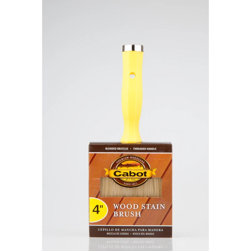 4 Inch Natural Bristle Block Wood Stain Brush With Threaded Handle