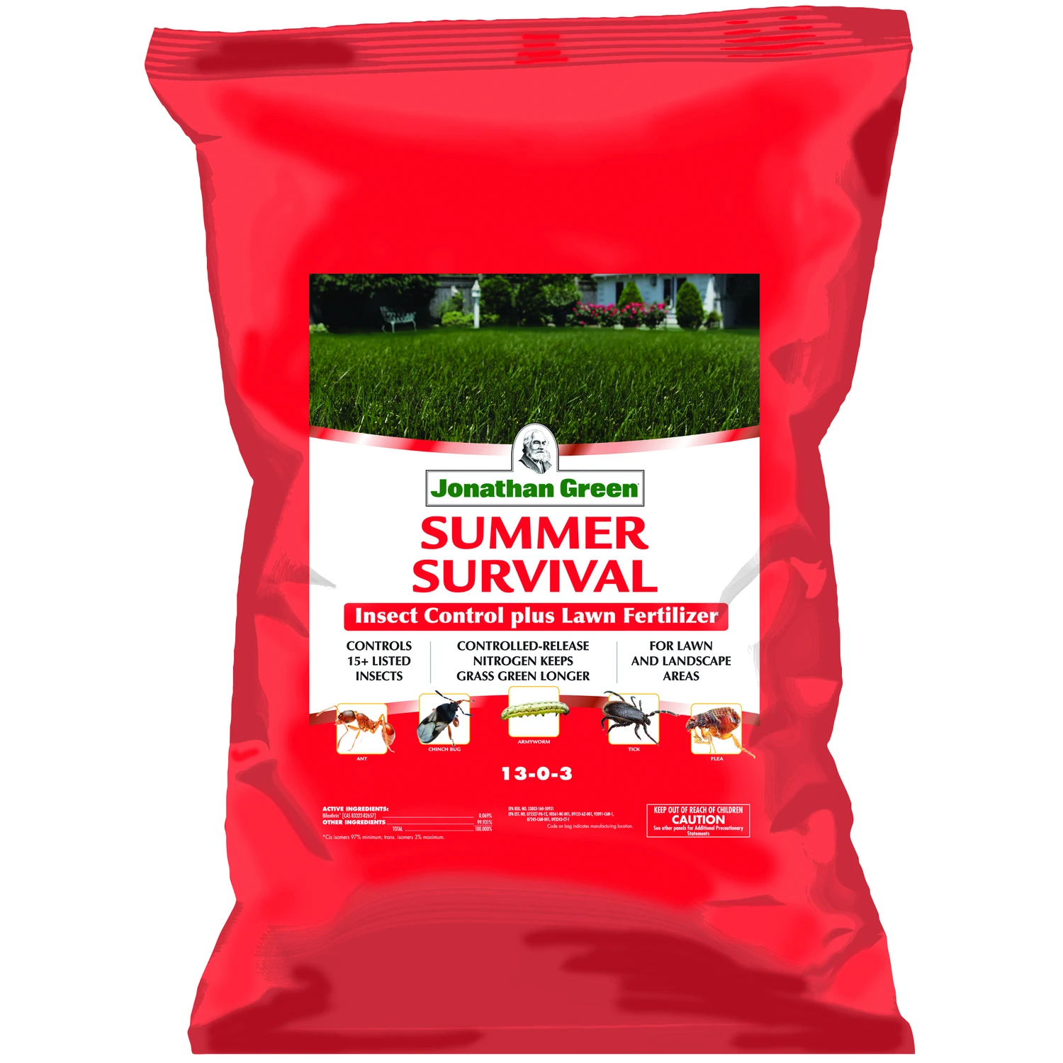 Summer Survival Insect Control Lawn Fertilizer 15000 Sq Ft 13-0-3