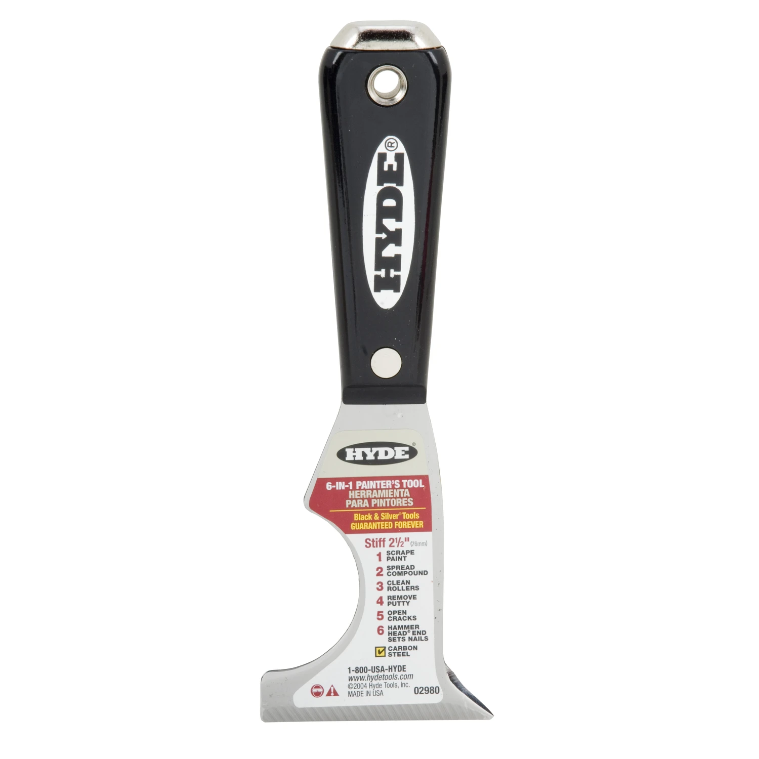 6-In-1 Painter's Tool with Hammer End, Stiff Steel Blade, 2.5-Inch Blade Length