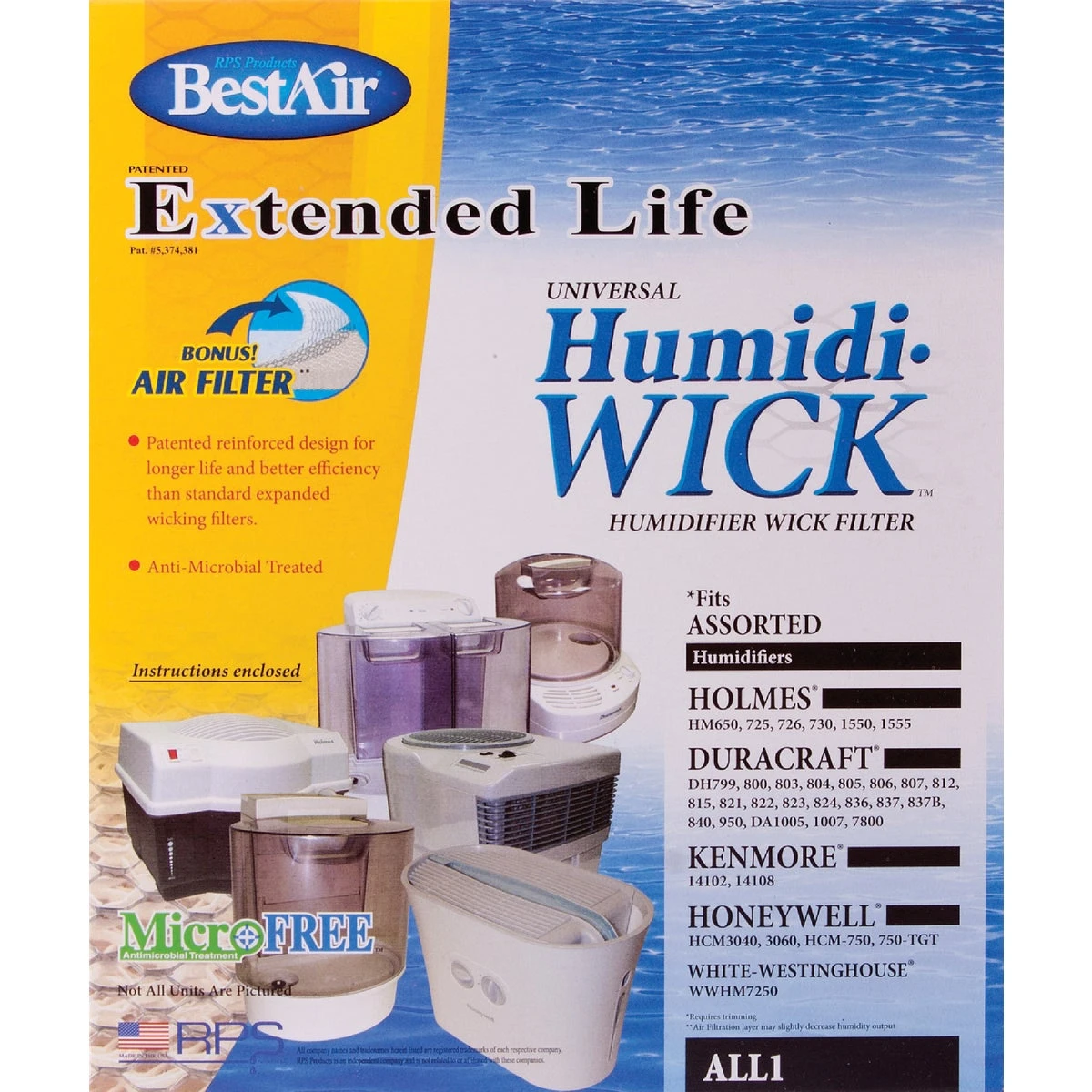 BestAir Humidifier Wick 1 pk For Holmes, Duracraft, Honeywell, Sears/Kenmore