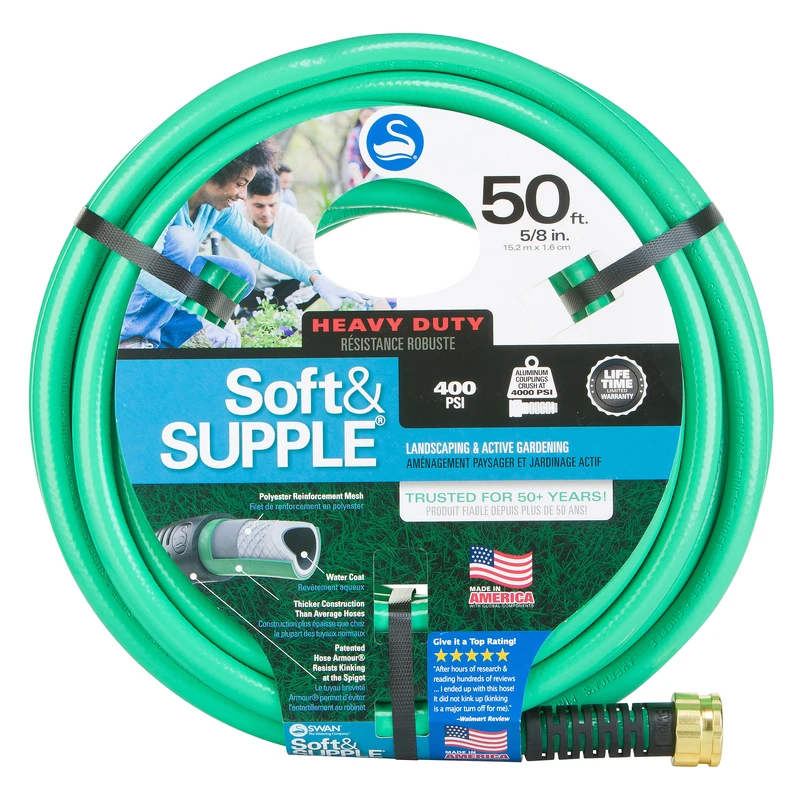 Soft&supple 5/8 In. X 50 Ft. Heavy-duty Green Pvc Garden Hose