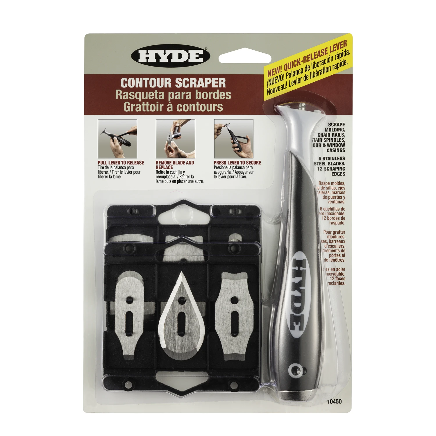 Contour Paint Scraper Kit with Six Replacement Blades for Versatile Surface Preparation