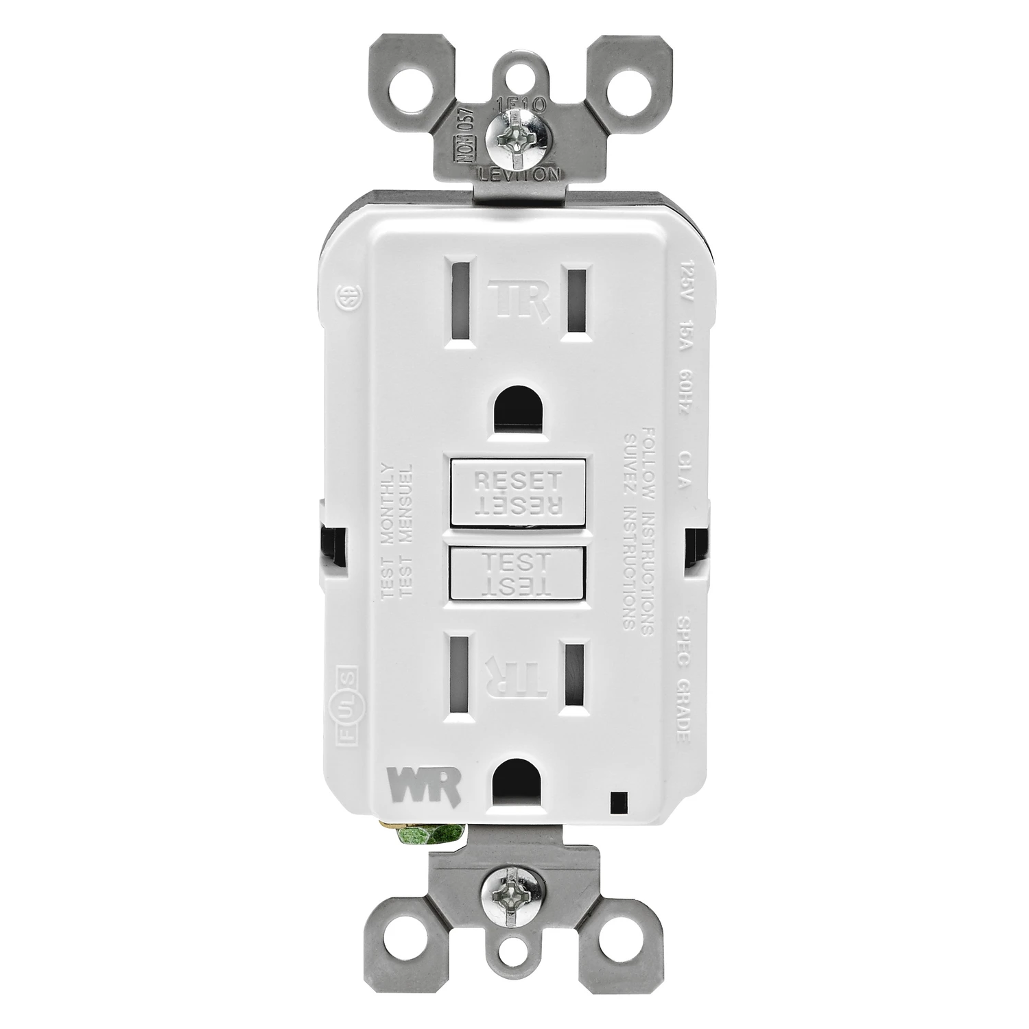 Leviton 15 amps 125 volt White GFCI Outlet 5-15R 1 pk