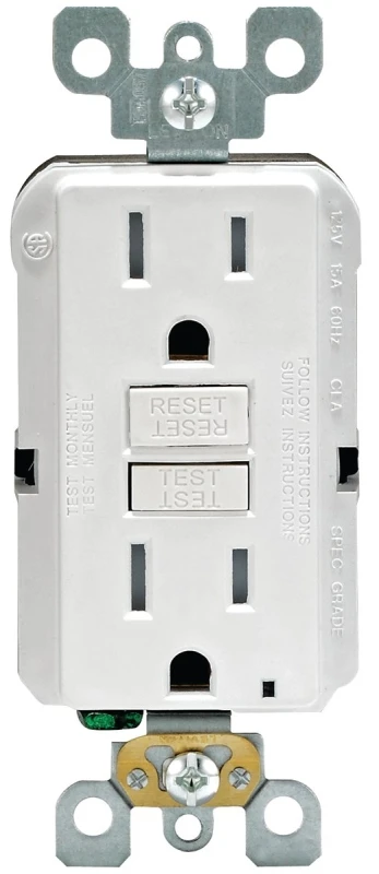 Smartlockpro 15a 125v Duplex White Gfci Outlet 5-15r Self-test Tamper Resistant