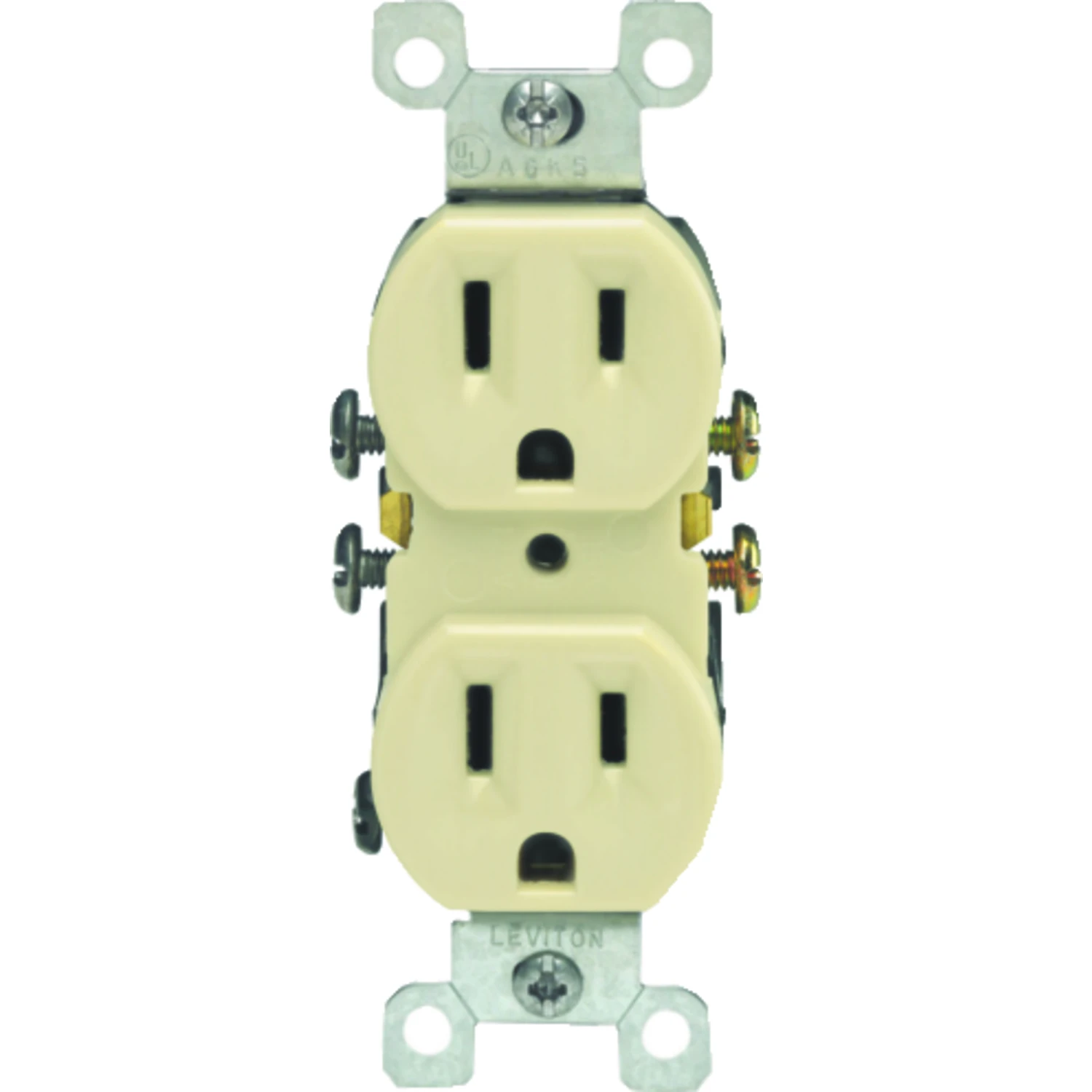 Leviton 15A Ivory Shallow Grounded 5-15R Duplex Outlet (10-Pack)