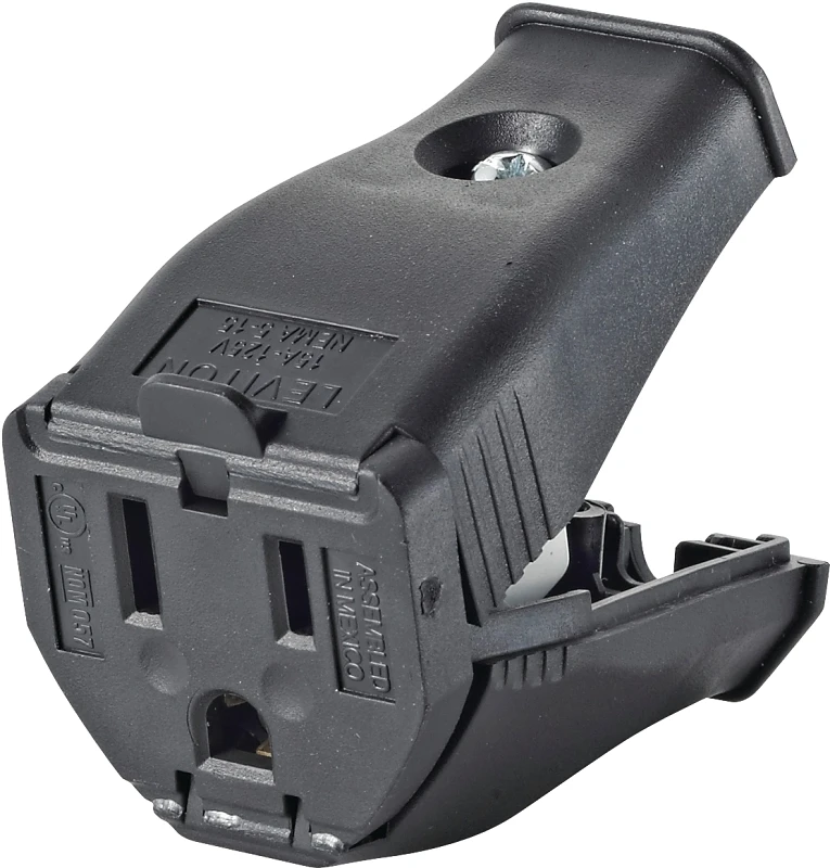 15a 125v 3-wire 2-pole Clamp Tight Cord Connector, Black