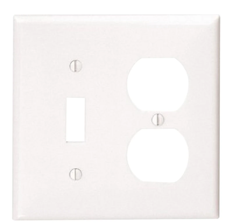 Leviton Commercial Grade 2-Gang Thermoplastic Single Toggle/Duplex Outlet Wall Plate, White