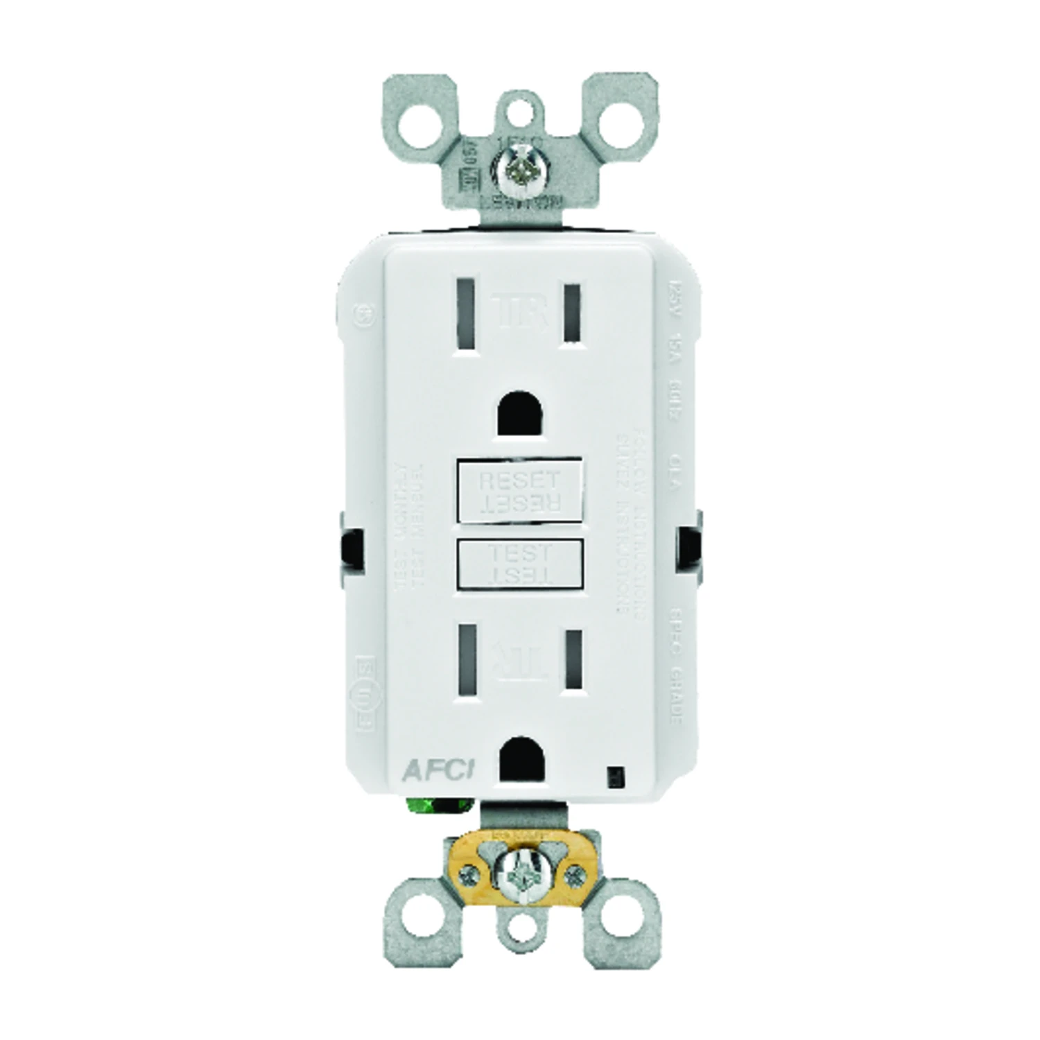 Leviton SmartLockPro 15A White Arc Fault 5-15R Duplex Outlet