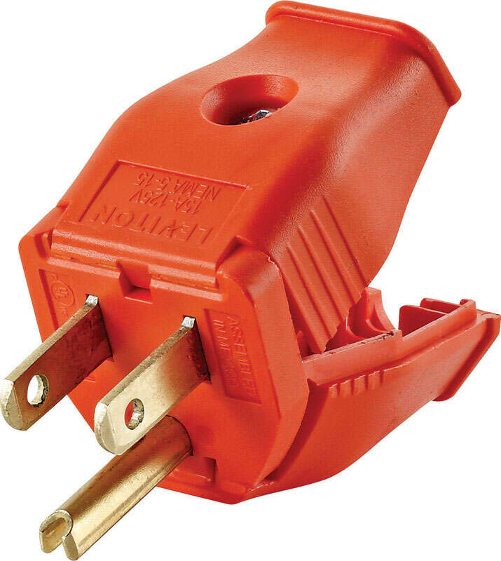 15a 125v 3-wire 2-pole Clamp Tight Cord Plug, Orange