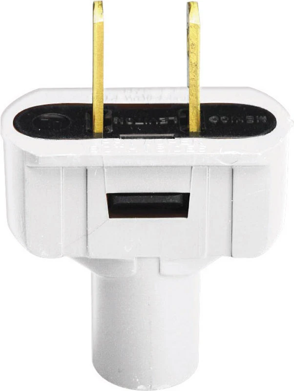 15a 125v 2-wire 2-pole Vinyl Cord Plug, Nema 1-15p, White