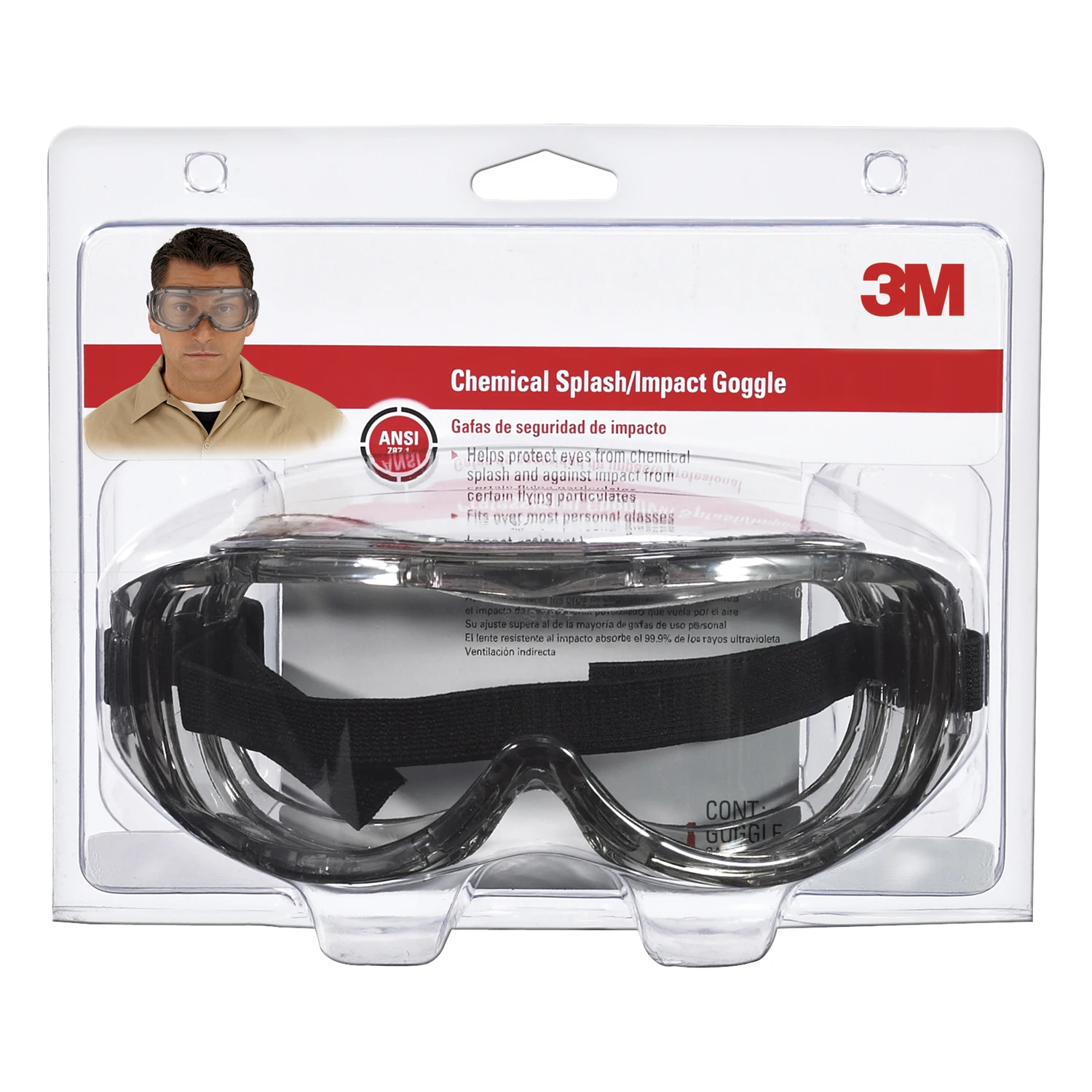 Chemical Splash/impact Goggles Clear Lens Black Frame Ansi Certified