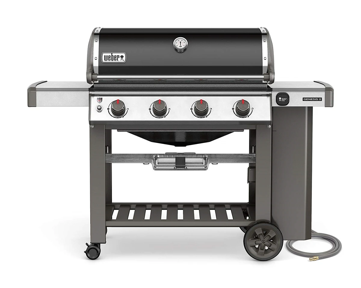 Weber Genesis II E-435 Four-Burner Natural Gas Grill with Side and Sear Burners, 48000 BTUs, Black