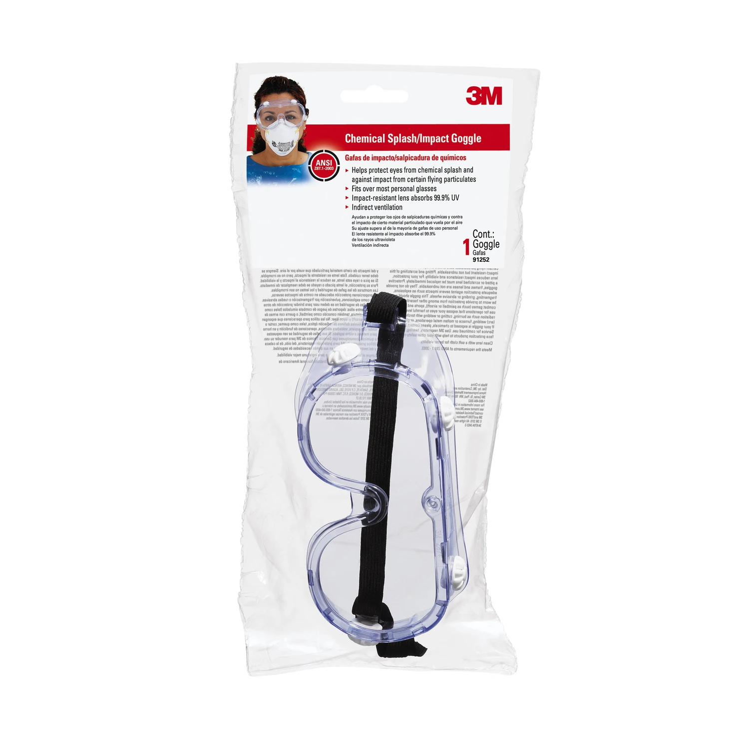 Chemical Splash Goggles Clear Lens Clear Frame Ansi Certified Safety Goggles
