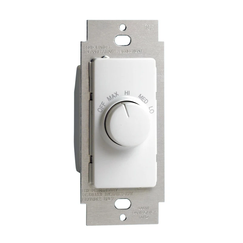 Decora 4-speed Single Pole Rotary Fan Control Switch, 1.5a, 120v, White