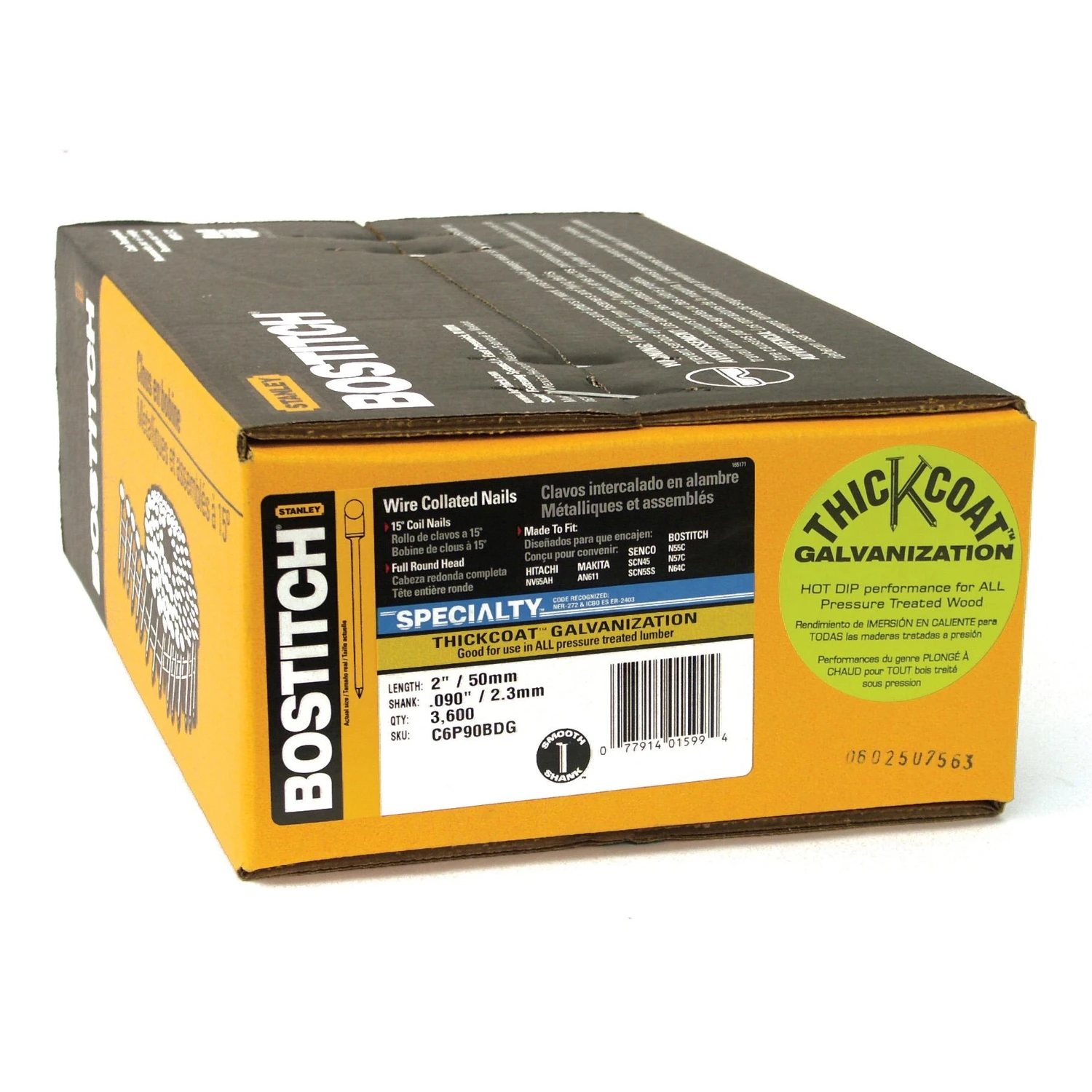 Collated Coil Siding Nails, Galvanized Shank, .090 x 2 In., 3,600-Ct.