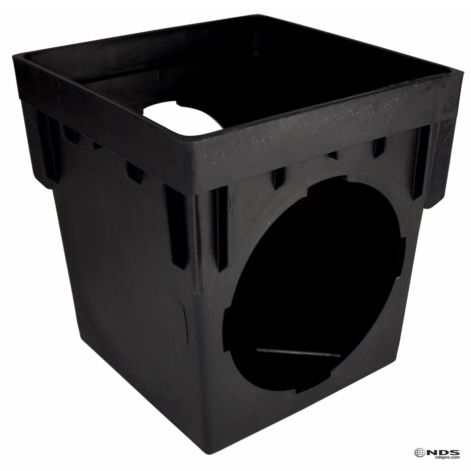 9 In. X 9 In. Black Square Catch Basin With Double Outlet