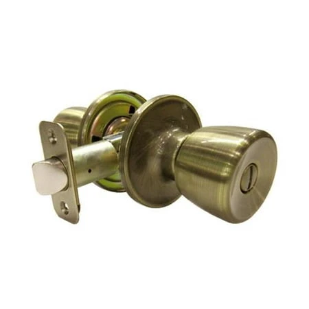 Medium Tulip Style Privacy Door Knob Lockset in Antique Brass Finish
