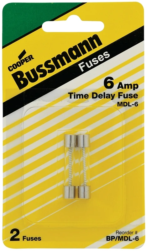 6A Type MDL Glass Tube Fuse, 2-Pk.