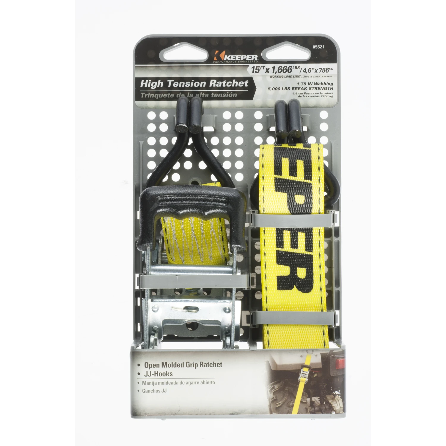 Ratchet Tie-Down, 15 Ft. x 1-3/4 In.