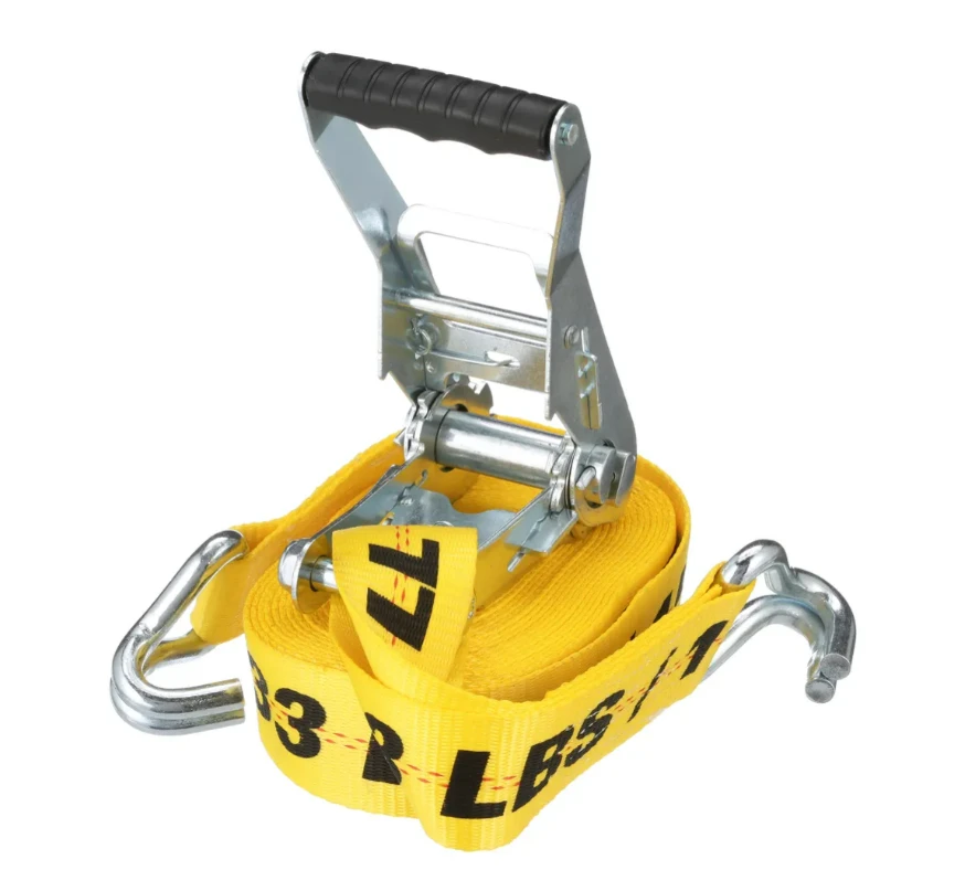 Ratchet Tie Down, J Hook, 2 In. x 27 Ft.