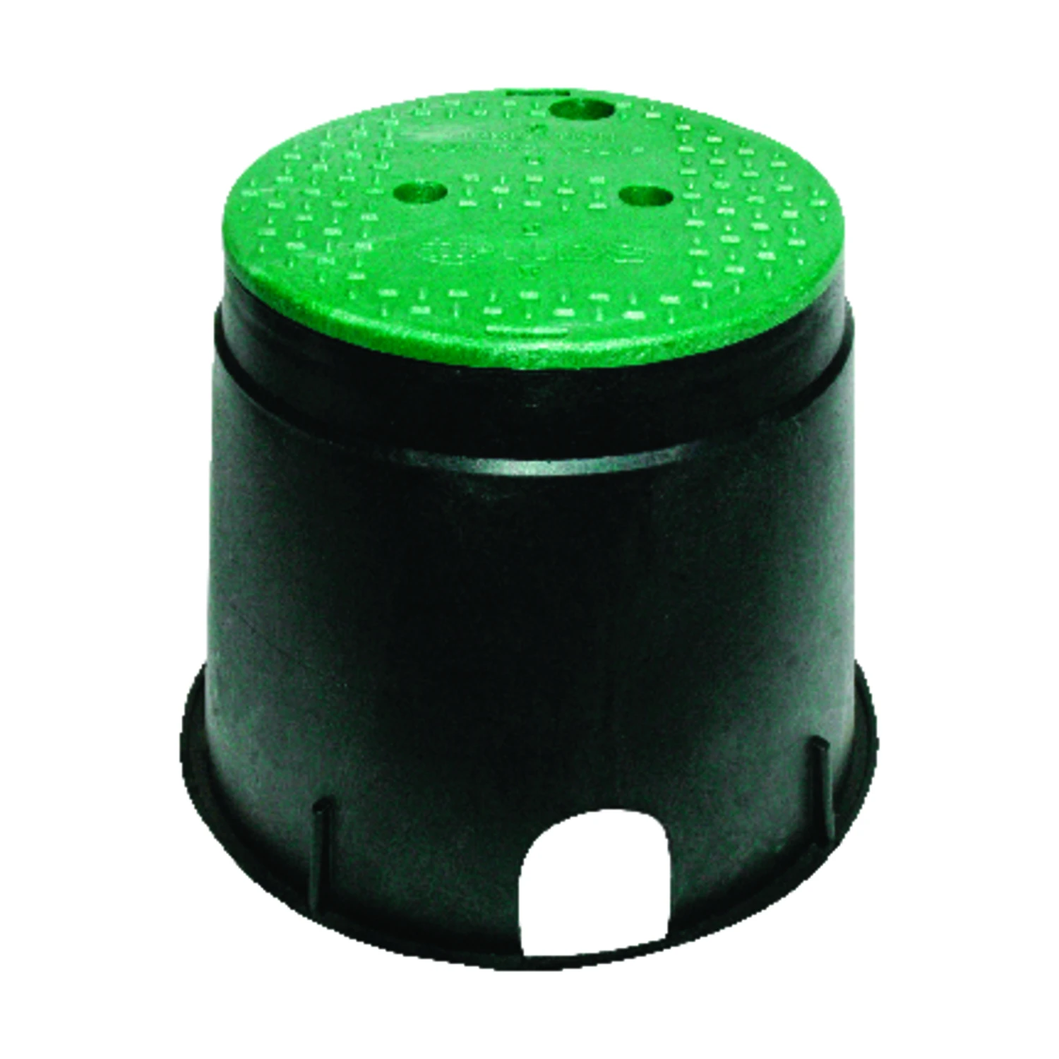 10 In. Round Black & Green Valve Box With Overlapping Cover