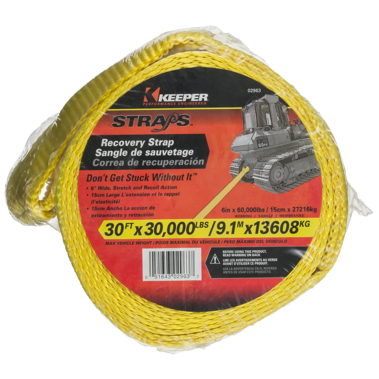 Vehicle Recovery Strap, 6 In. x 30 Ft.