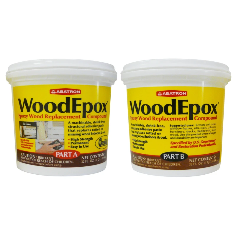 Woodepox Epoxy Wood Filler Kit - 2 Quarts (1 Qt. Part A & 1 Qt. Part B)