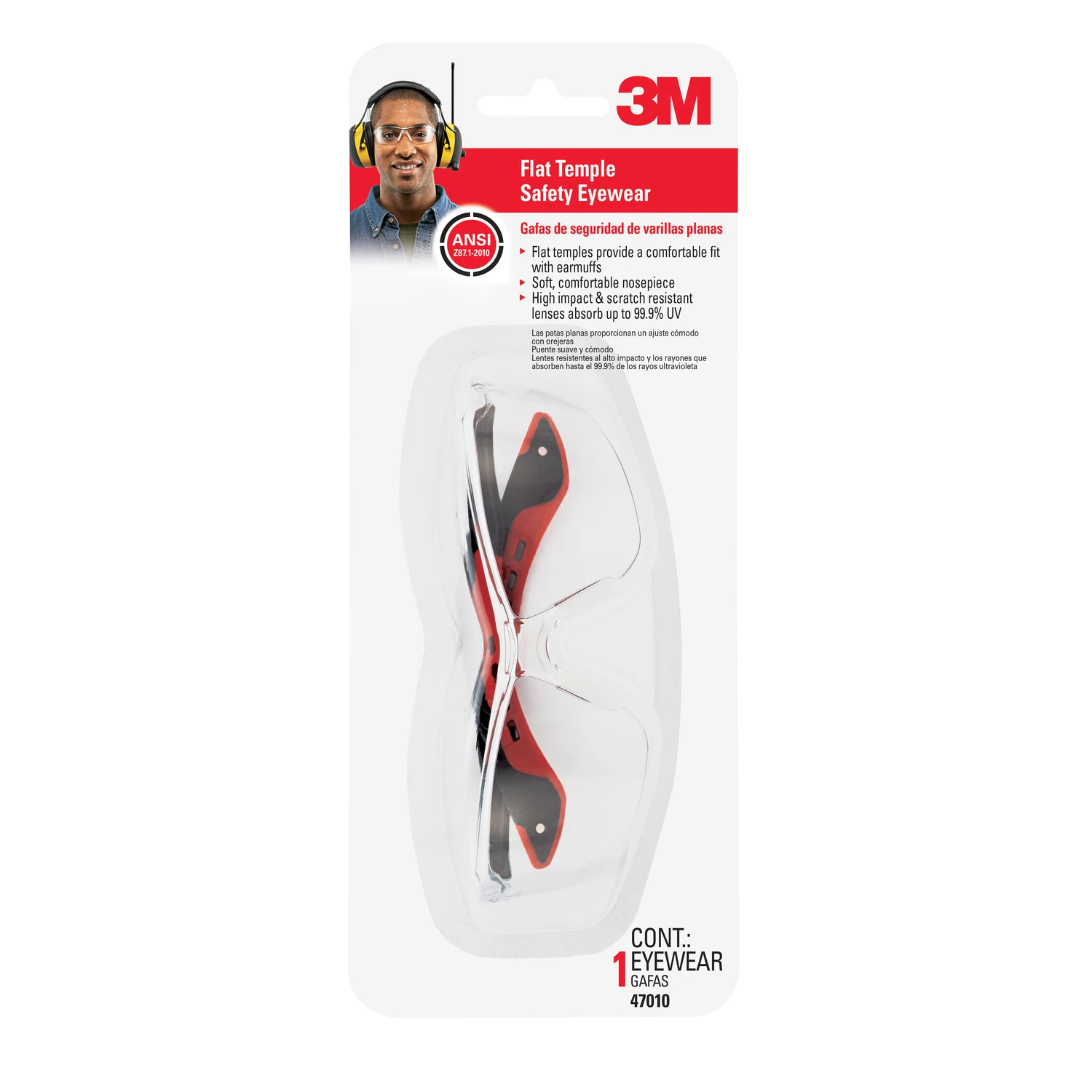 Safety Glasses with Black and Red Frame for Eye Protection