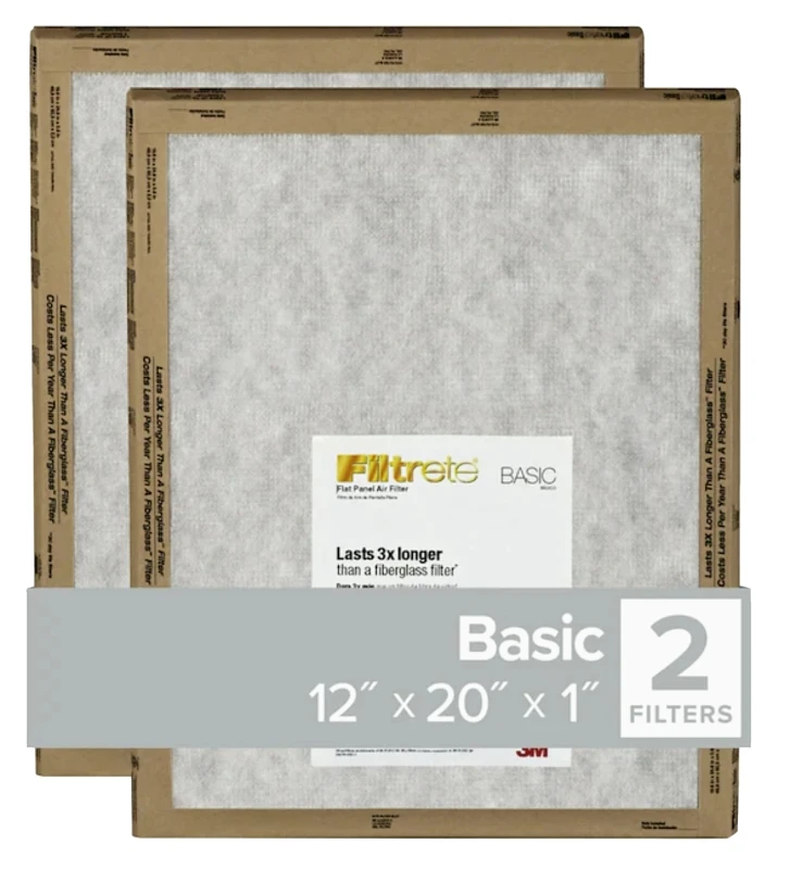 12x20 x 1 In. Flat Panel Air Filter, 2-Pk.