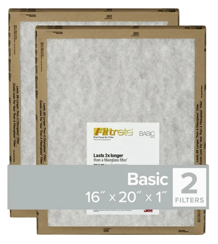 16x20 x 1 In. Flat Panel Air Filter, 2-Pk.