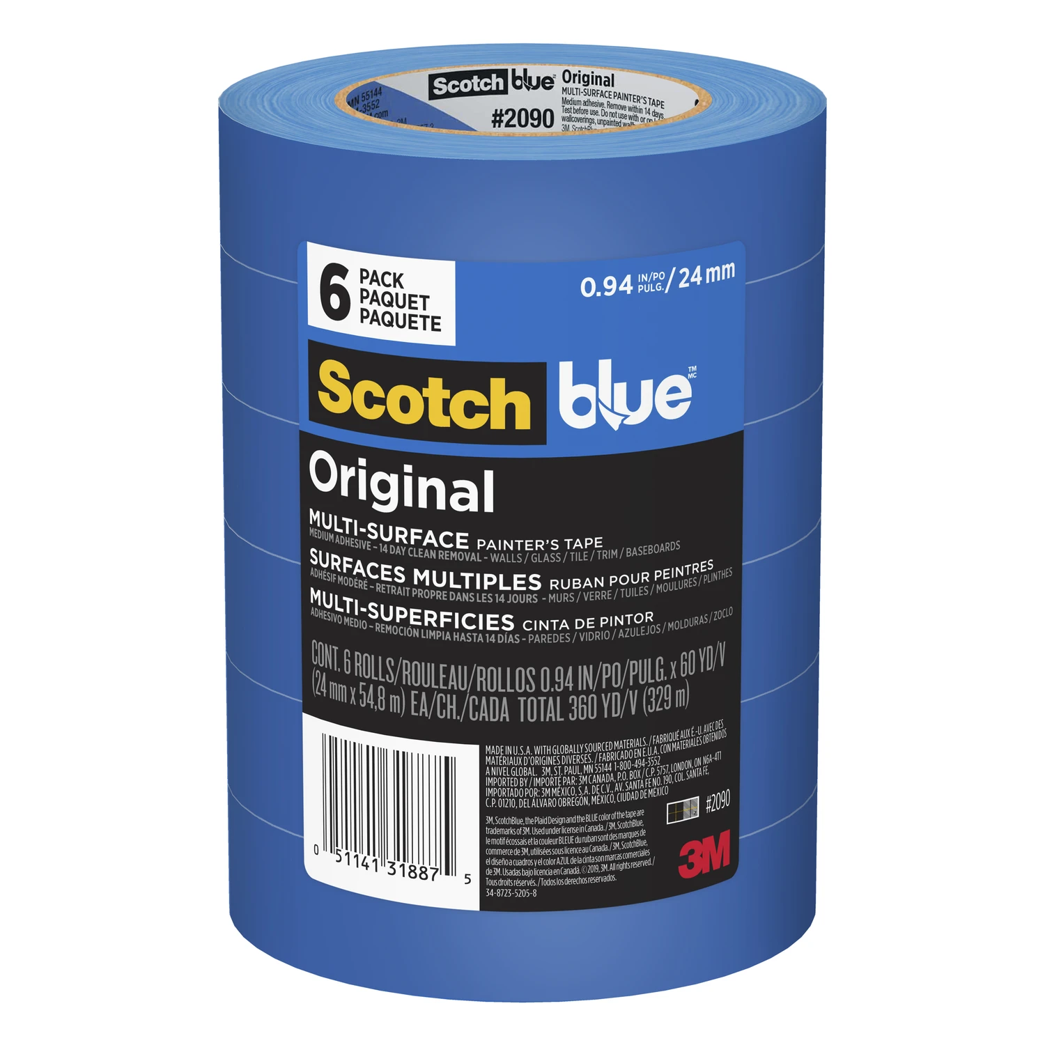 Blue Painter's Tape, 24 mm x 55m, 6-Pk.