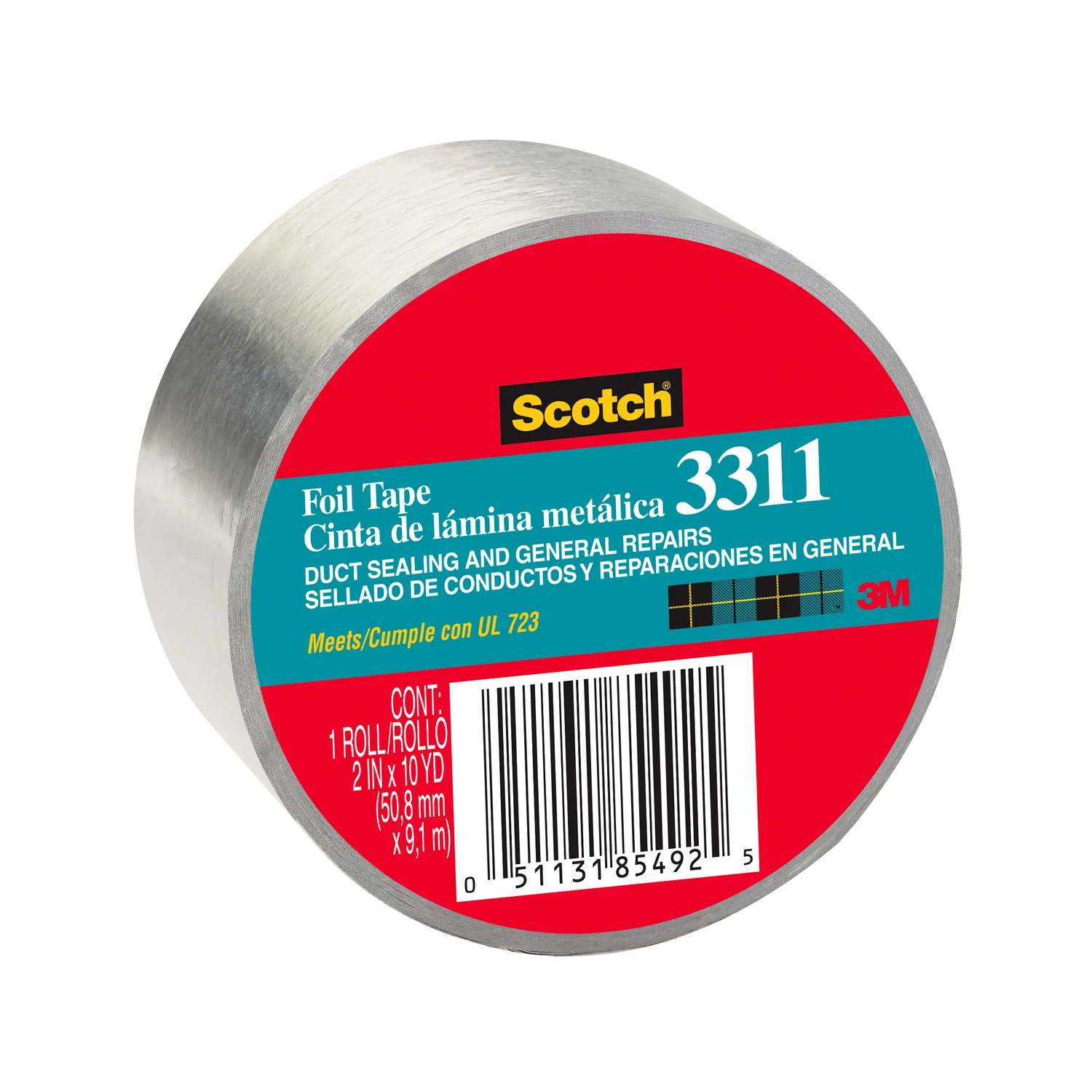 Scotch 2 In. W X 10 Yd L Silver Foil Tape - Model 3311-10a