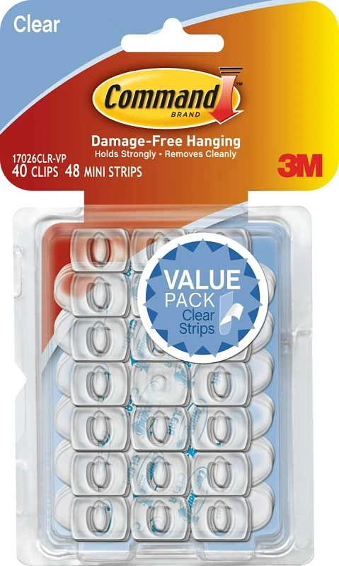 Clear Decorating Clips Value Pack, 40 Clips & 48 Adhesive Strips, Model 17026clr-40es