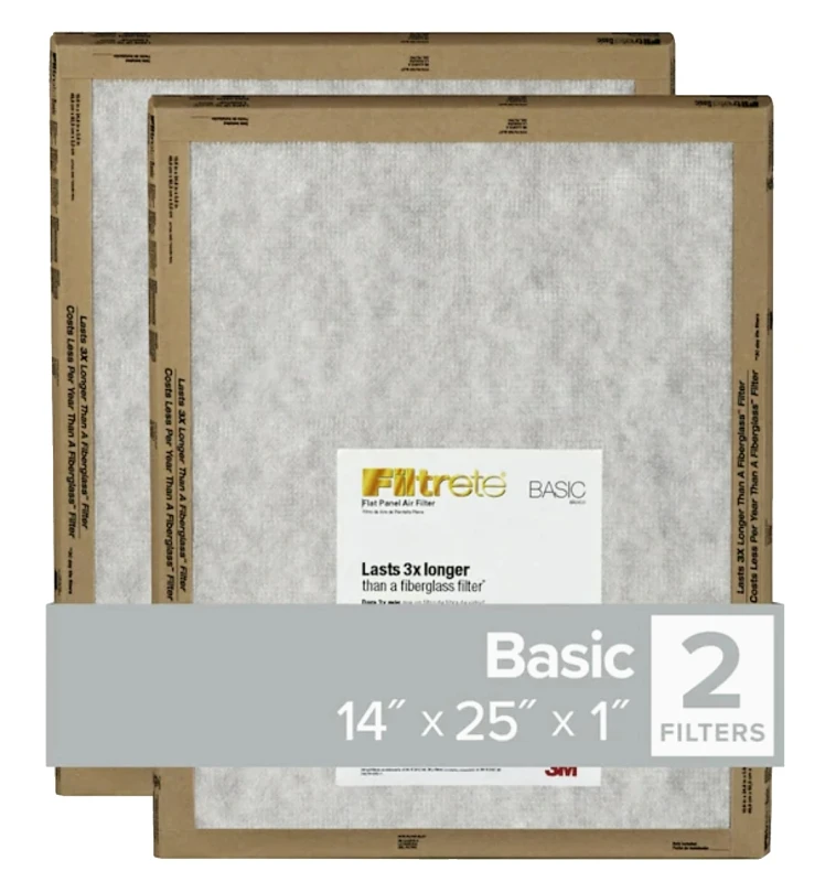 14x25 x 1 In. Flat Panel Air Filter, 2-Pk.