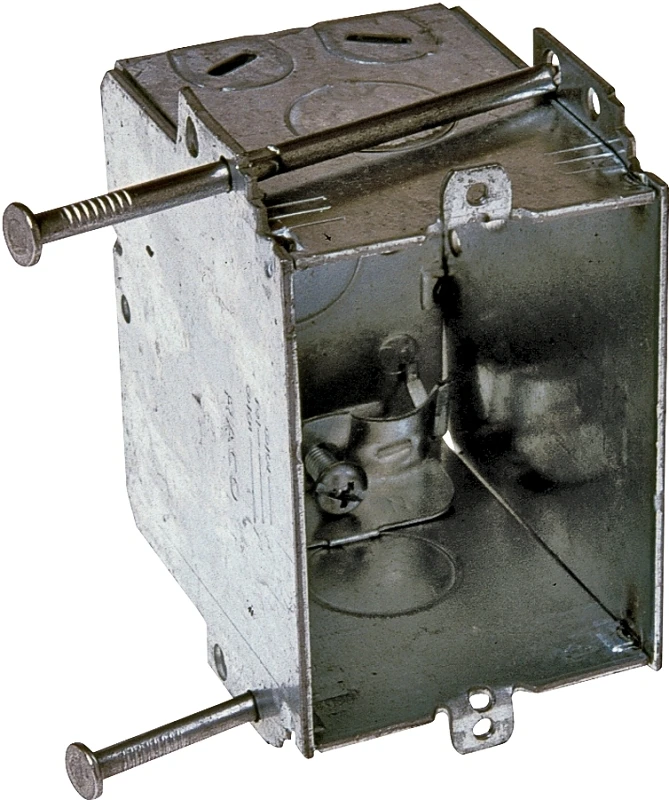 S Bracket Switch Box with Nails, 3 Inches by 2 and 7 Eighths Inches Deep