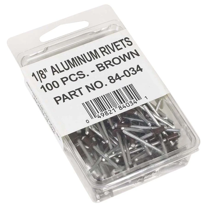 Gutter Rivets, Brown Aluminum, 1/8 In., 100-Pk.