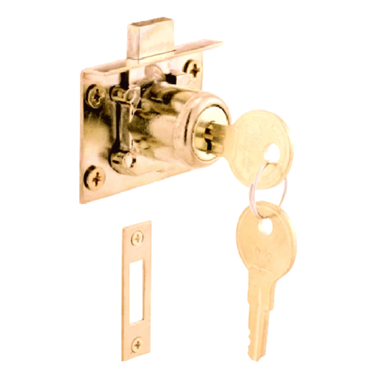 7/8 Inch Brass Plated Self Latching Drawer and Cabinet Lock