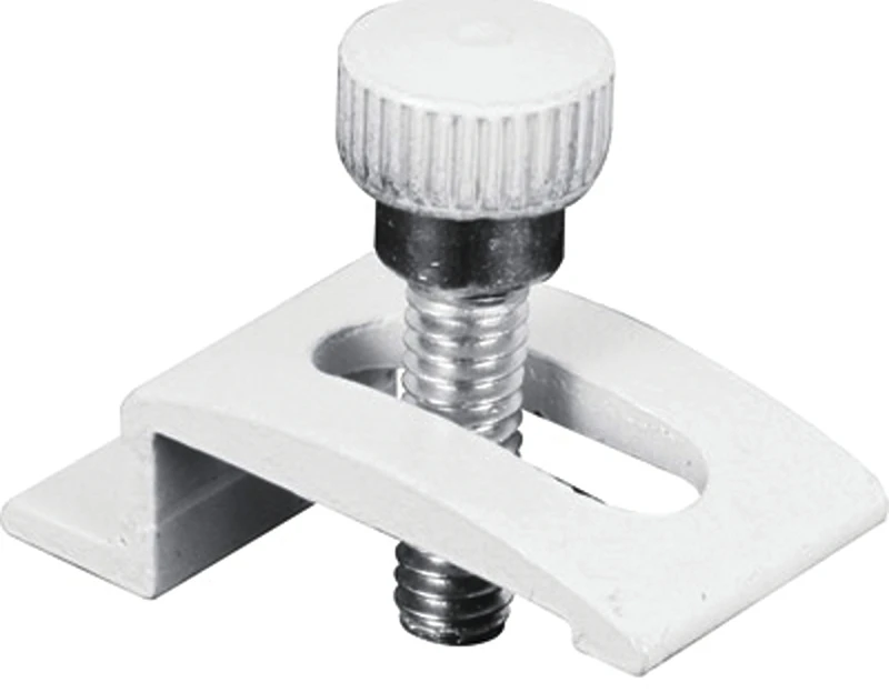 Storm Door Panel Clip with Screws, White Aluminum, 1/4 In., 8-Pk.
