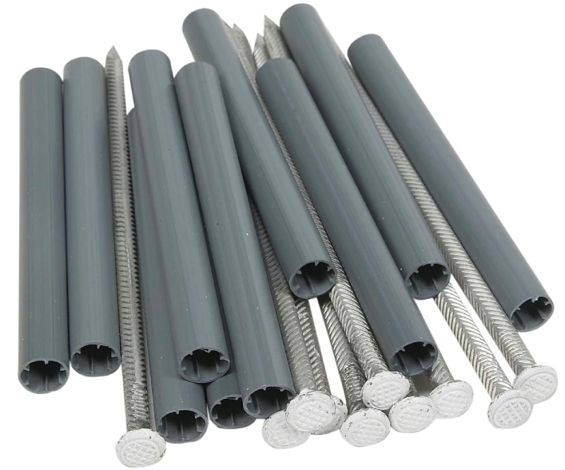 Gutter Spike & 5 In. Ferrule, White Aluminum, 7 In. 10-Pk.