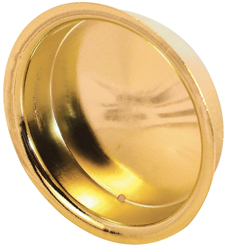 Bypass Sliding Door Pull Handle, Brass Plated, 2 In. Round, 2-Pk.