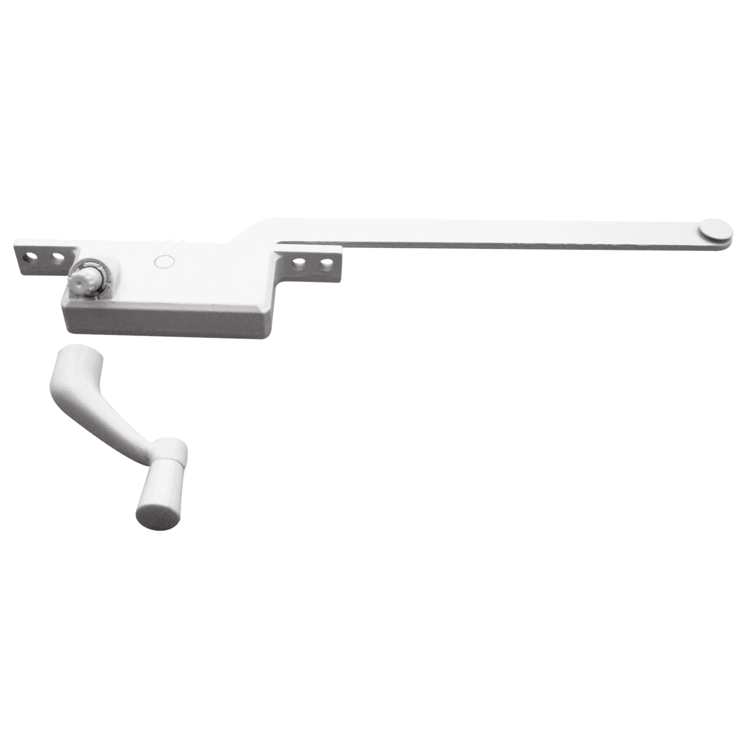 Prime-Line White Steel Left Single-Arm Casement Window Operator For Steel Framed Windows Prime-Line White Steel Left Single-Arm Casement Window Operator For Steel Framed Windows