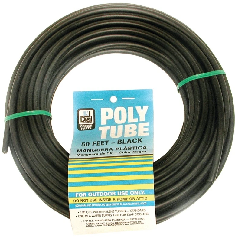 Evaporative Cooler Tube Black Polyethylene 0.25-Inch Outer Diameter by 50-Feet Length