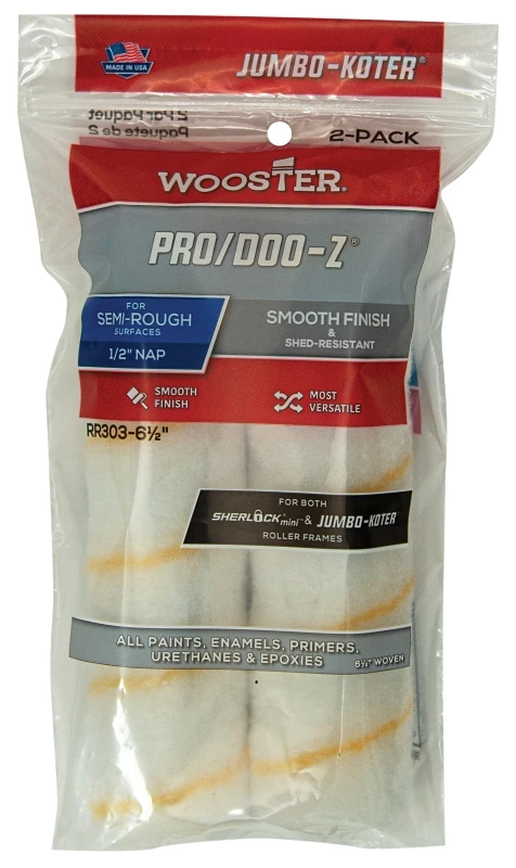 Wooster Pro/Doo-Z Woven 6.5 in. W X 1/2 in. Jumbo Paint Roller Cover 2 pk