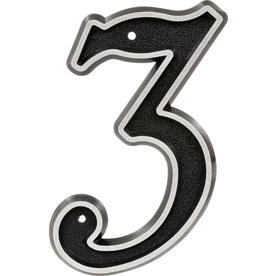 Sign Center 6-inch Reflective Black House Number 3 - Model 845895