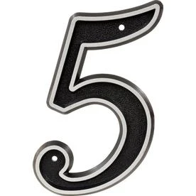 Sign Center 6-inch Reflective Black House Number 5 - Model 845897