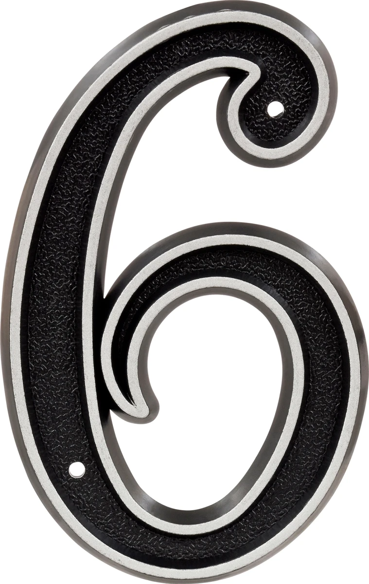 Sign Center 6-in Reflective Black House Number 6 - Model 845898