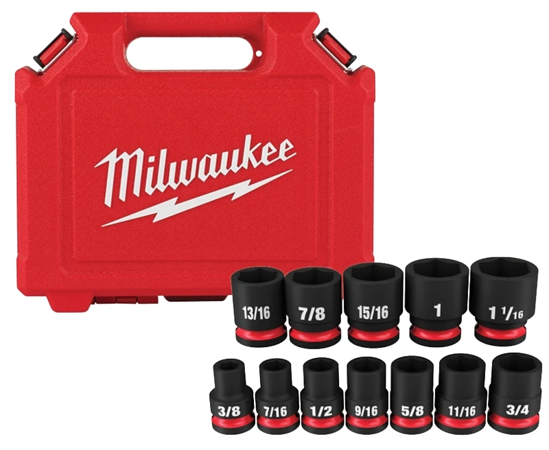 Shockwave 1/2 In. Drive Sae 6 Point Standard Shallow Socket Set 12 Pieces