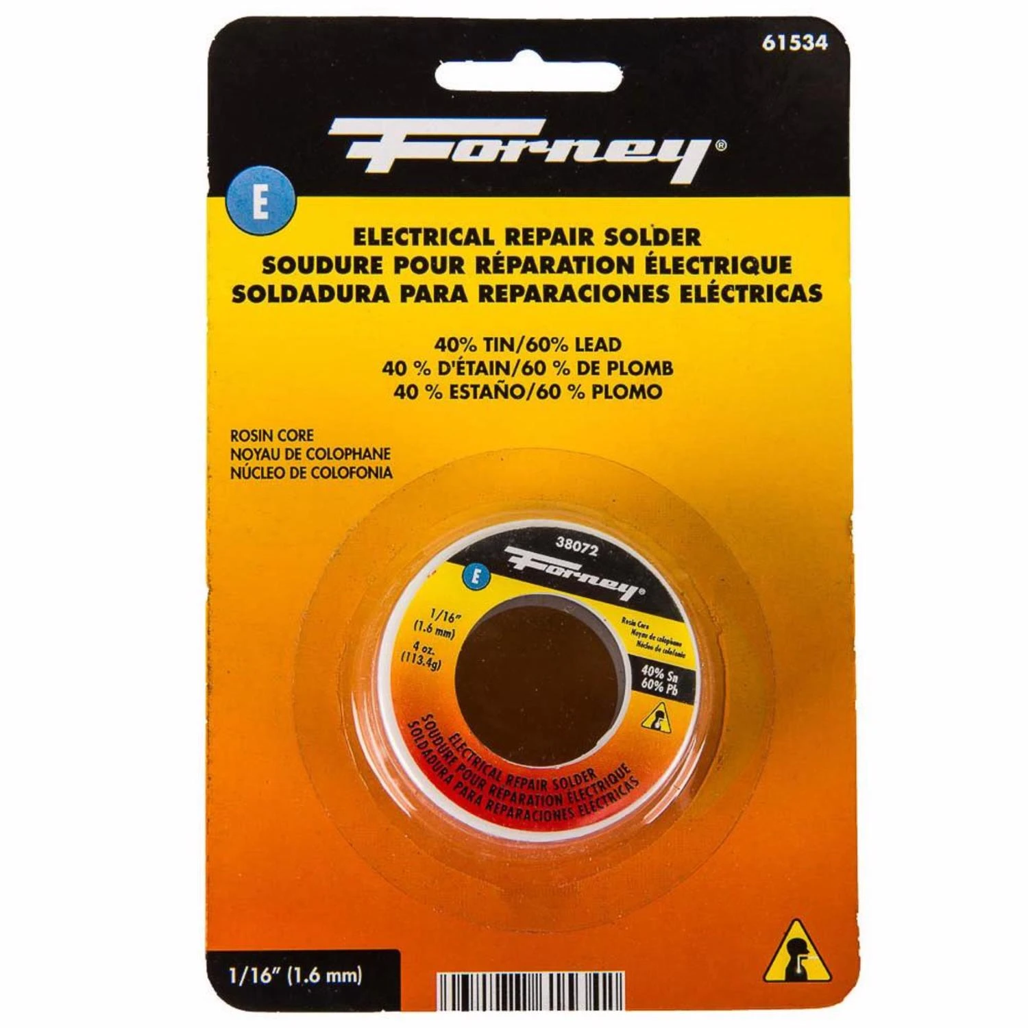 4 Oz Rosin Core Solder Wire 0.06 In. Diameter Tin/lead 40/60 Alloy