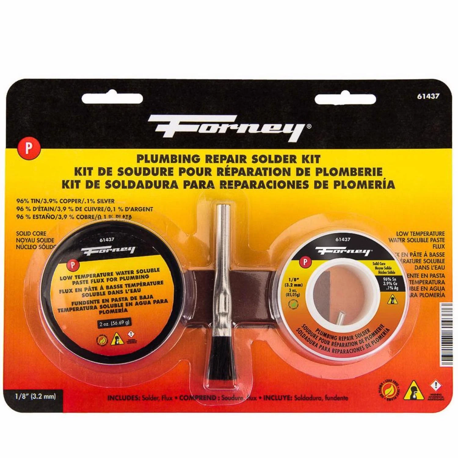 3 Oz Lead-free Plumbing Solder Kit 0.13 In. Diameter Tin/copper/silver Alloy 3 Pieces