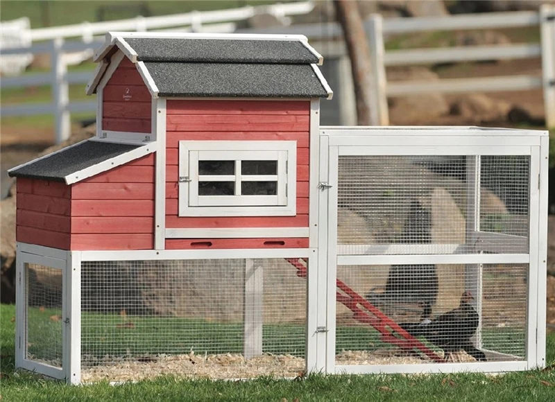 Vintage Red Barn Chicken Coop, 50 In H, 30 In W, 4 Hens Capacity